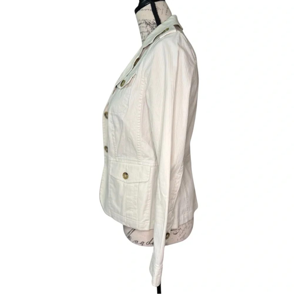 TALBOTS White Button Down Jacket for Women Size 4P - Picture 7 of 16